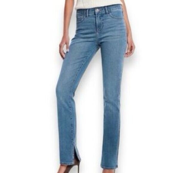 Revolve House of Harlow 1960 High Rise Straight Split Hem Denim Jeans Sz 29 - Picture 1 of 7